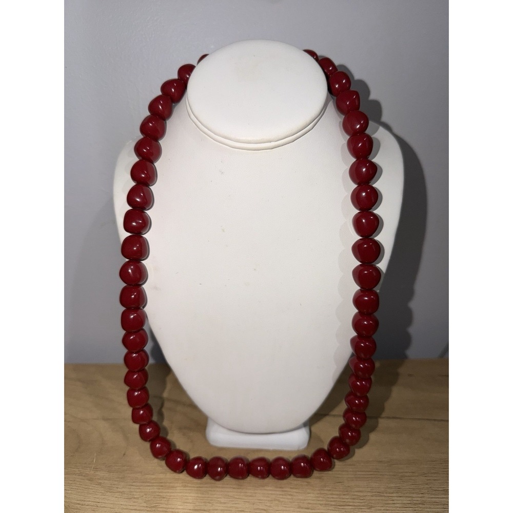 TRIFARI Red Beads in Gold Tone closure Necklace Chunky